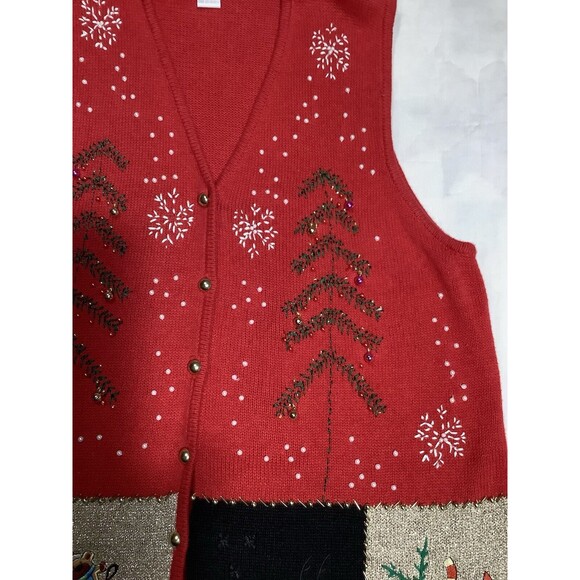 Lisa International Christmas Sweater Womens‎ Embroidered Beaded Tree Size 1X - Picture 4 of 6